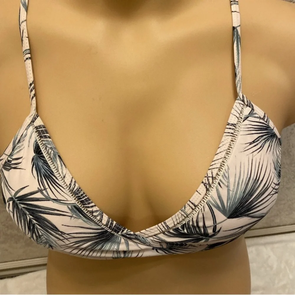 Tropical Palm Frond Faux Wrap Bikini Top